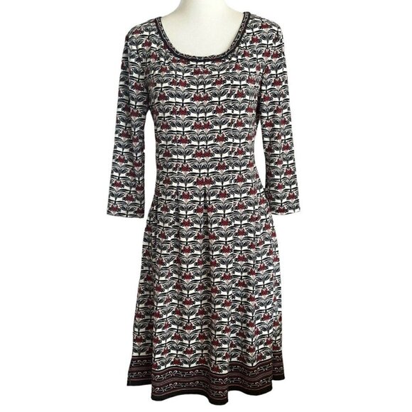 Max Studio Dresses & Skirts - Max Studio Black Red White Floral Round Neck 3/4Sleeve Pleated Pullover Dress XS